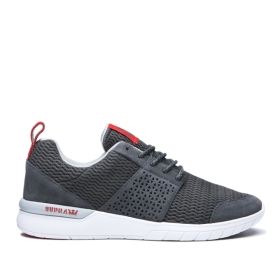 Supra Mens SCISSOR Low Top Shoes Dk Grey/Risk Red/white | US-62099